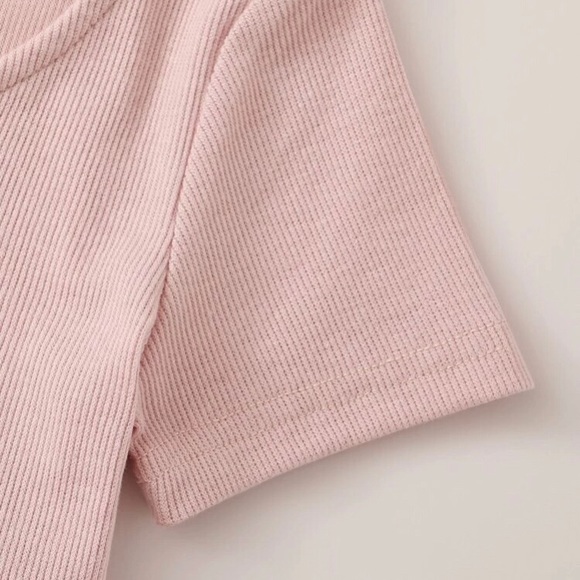 Pink Button Up Cropped Tee - Picture 2 of 4